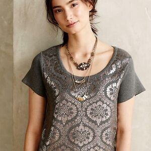 Anthropologie Gorgeous Print Sweater Top